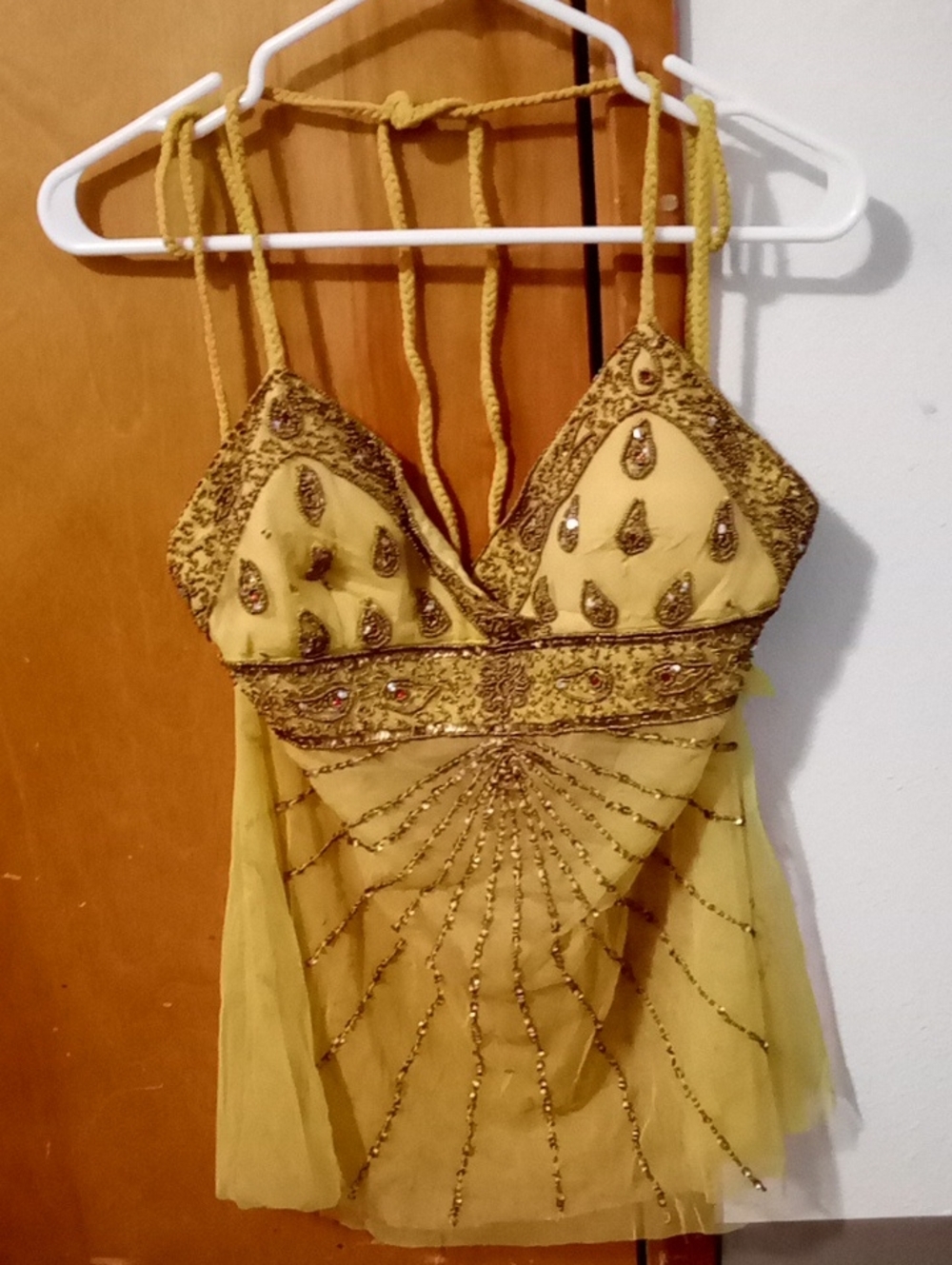 Guess Marciano Beaded Yellow Halter Top